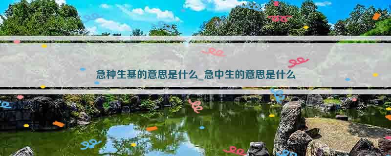 急种生基的意思是什么_急中生的意思是什么